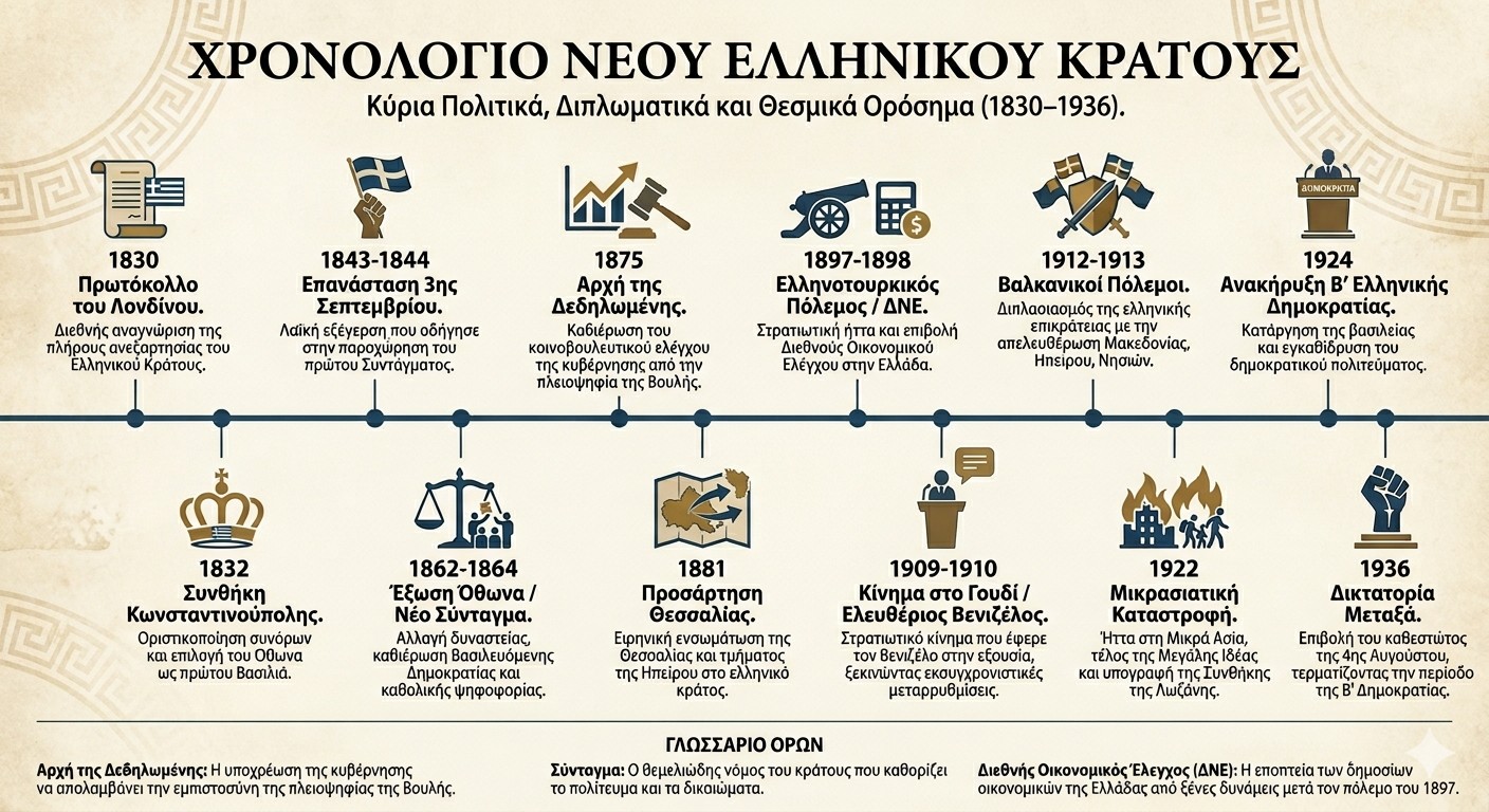 ΧΡΟΝΟΛΟΓΙΟ ΕΛΛΗΝΙΚΟΥ ΚΡΑΤΟΥΣ 1830-1936